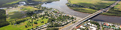 Aerial view of a bridge in the North Coast Region